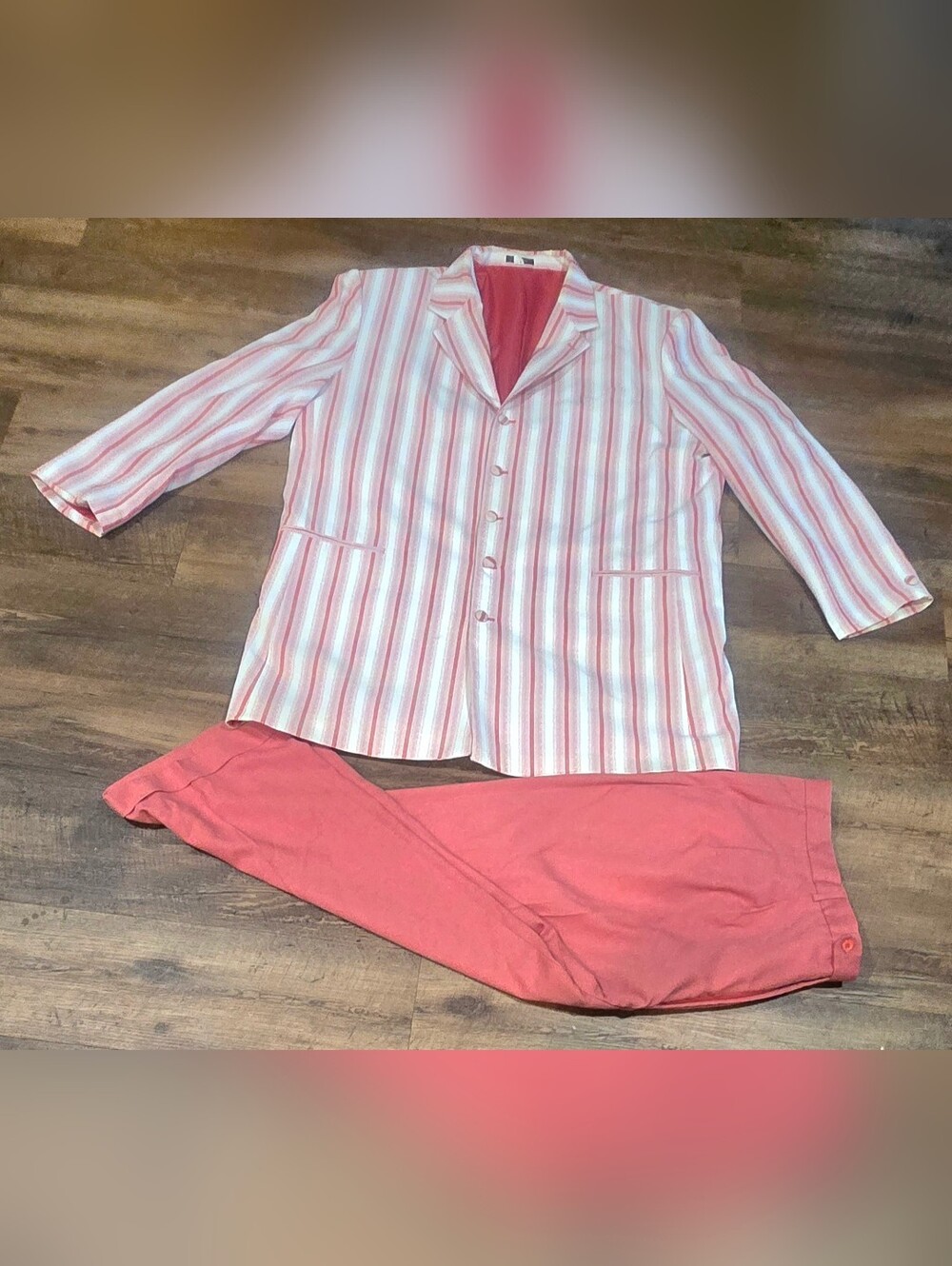 Men's 3-Piece Salmon Striped Wedding Formal Suit